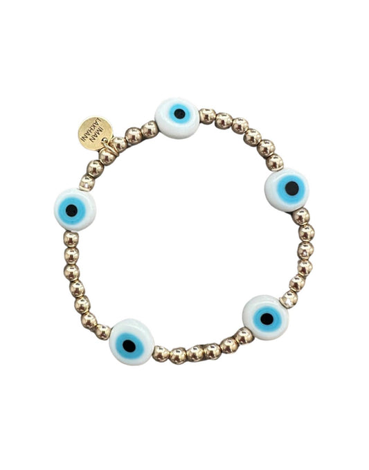 Evil Eye 14 k Gold bead bracelet